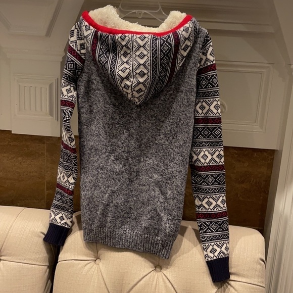 O:  If it were me anthropology Sherpa lined hood jacket Women’s size S Fair isle - Picture 2 of 5